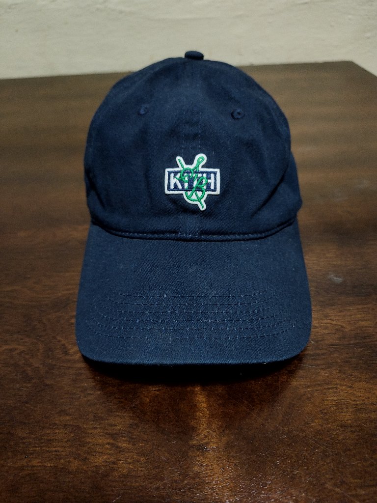 Kith X Sadelles Cap Cotton Twill Navy Blue Dad Hat Strapback Adjustable Panel